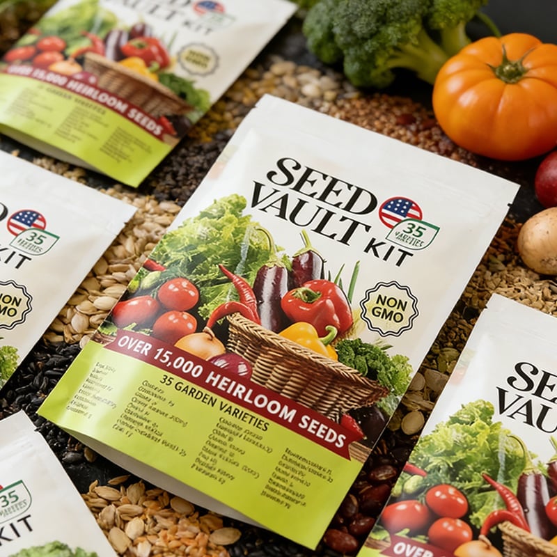 🥦Ultimate Survival Seed Vault (15,000+ Seeds) – 35 Variety Pack with 3-5Year Shelf Life🌿