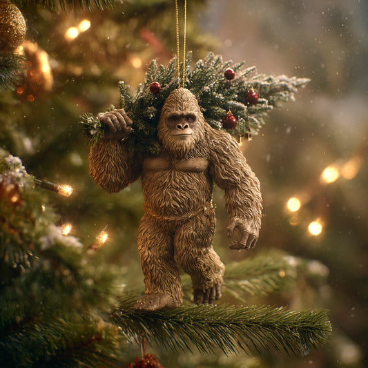 🎄👣 Bigfoot Christmas Ornament – Myth Meets Holiday Magic 🌟