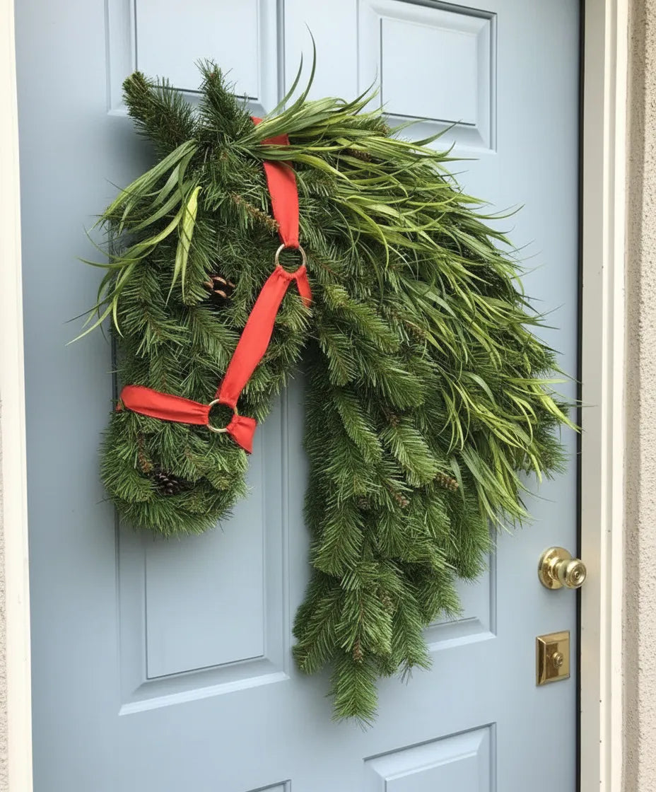 🐴Horse Head Wreath – Rustic Farmhouse Equestrian Door Decor✨