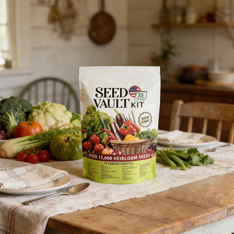 🥦Ultimate Survival Seed Vault (15,000+ Seeds) – 35 Variety Pack with 3-5Year Shelf Life🌿