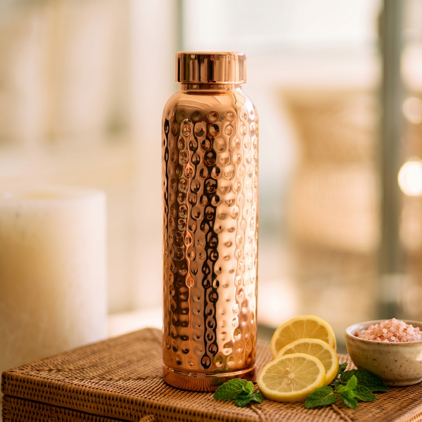 🔥99.9% Copper✨ Handmade Polished Pure Copper Ayurvedic Water Bottle (Free Cup Brush)