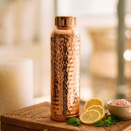 🔥99.9% Copper✨ Handmade Polished Pure Copper Ayurvedic Water Bottle (Free Cup Brush)