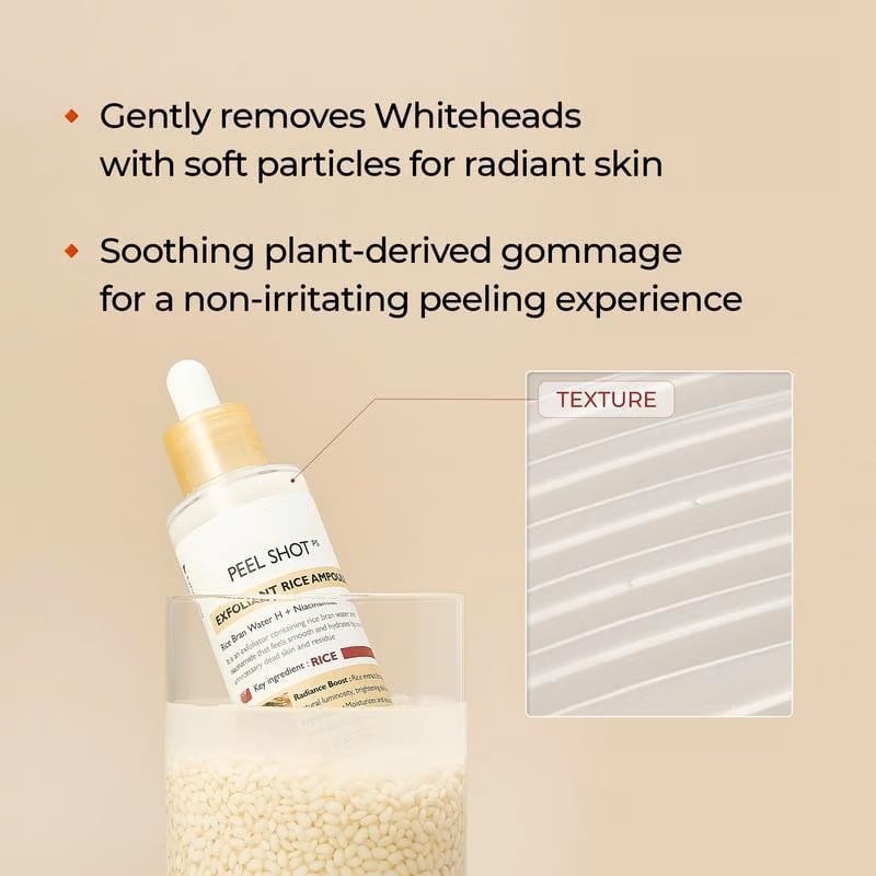 Peel Shot Glow Rice Ampoule Duo - Serums for Brightening, Exfoliating, and Moisturizing🌾