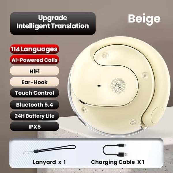 🏆 #1 Best Seller – AI-Powered Wireless Bluetooth 5.4 Earphones | Ultra-Clear Translation & Perfect iOS & Android Fit! 🎧🤖✨