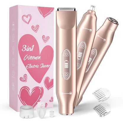 Electric Groin Hair Trimmer ,Nose Hair Trimmer, Dual Heads Waterproof Ball Pubic Shaver for Male and Female,Replaceable Ceramic Blade Heads, Wet/Dry Body Razor,Husband Gift