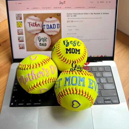 Custom Embroidered Baseball & Softball, Father's Day Gift, Mother's Day Gift