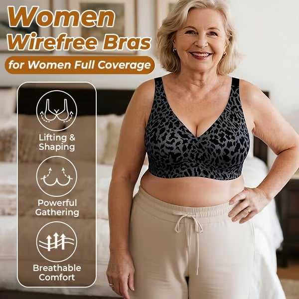 🏆🔥Super Firming Leopard Print Jelly  Bra | Women Wirefree Bras 👍No More Sagging Breasts