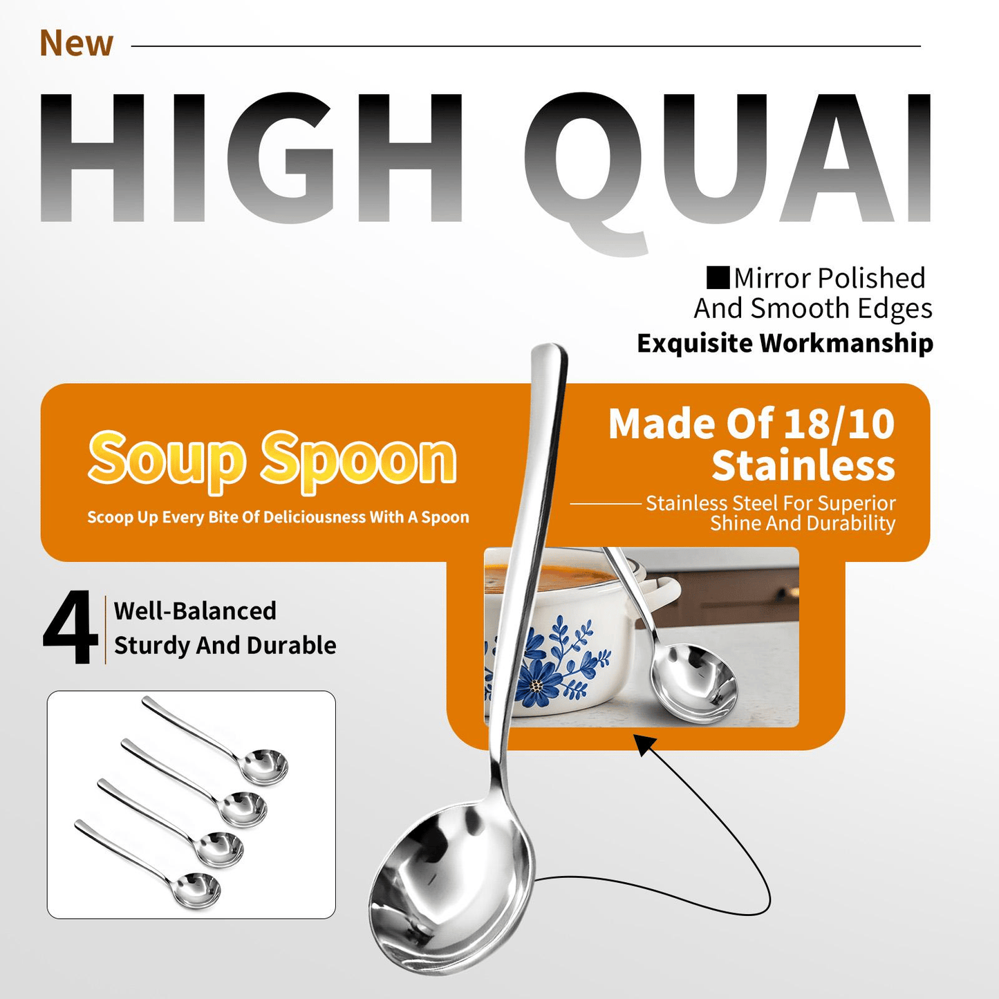 🍲 Stainless Steel Soup Spoon Set