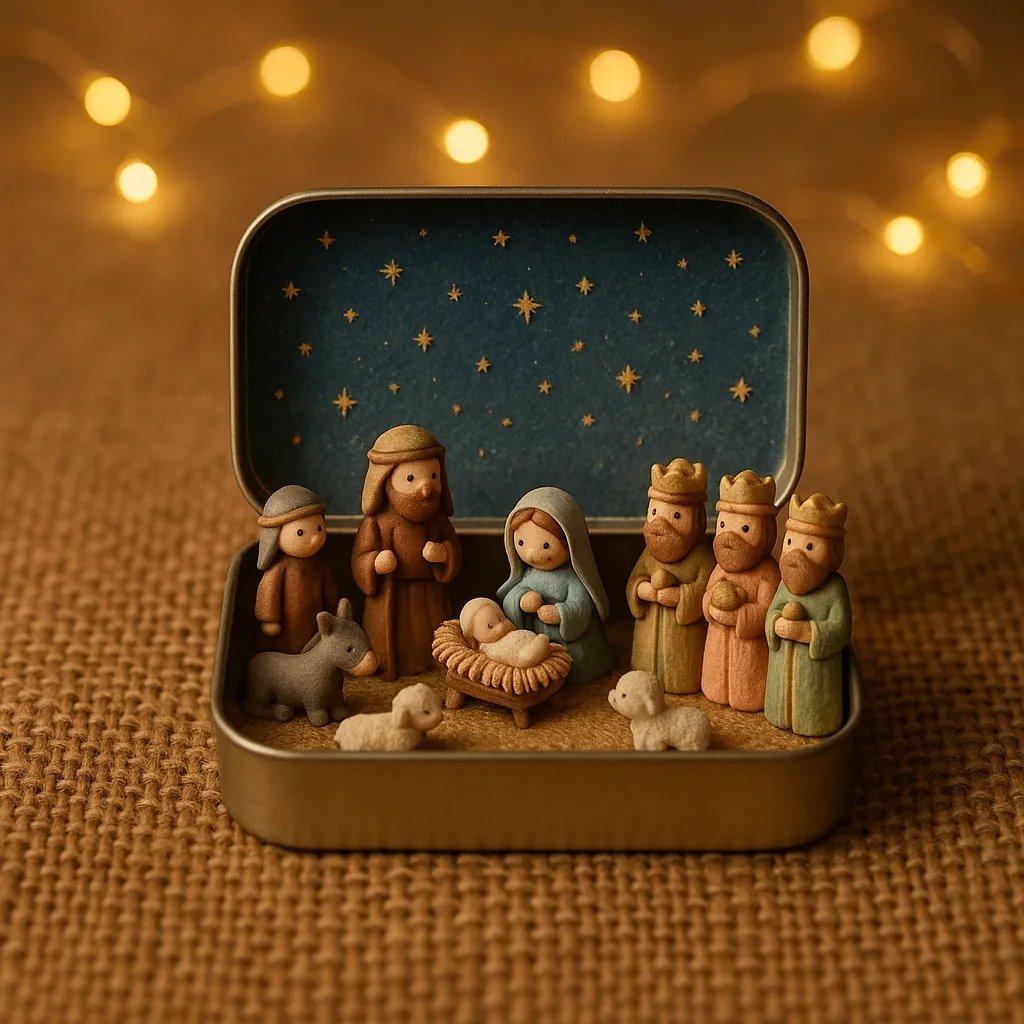 🔥Last Day 49% Off🎁Mini Christmas Nativity Set in a Tin Box