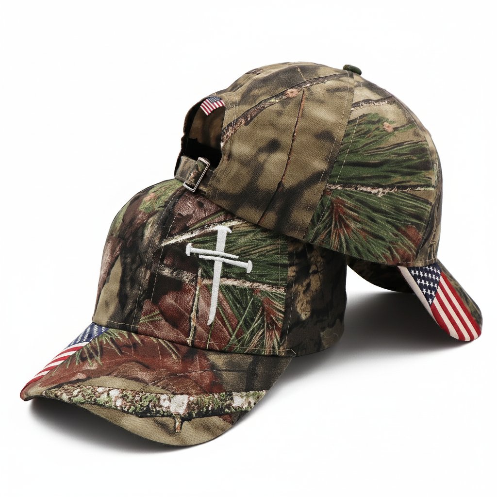 🔥Jesus 3-Nail Cross & Crown of Thorns Christian Embroidered Adjustable Hat ✝️