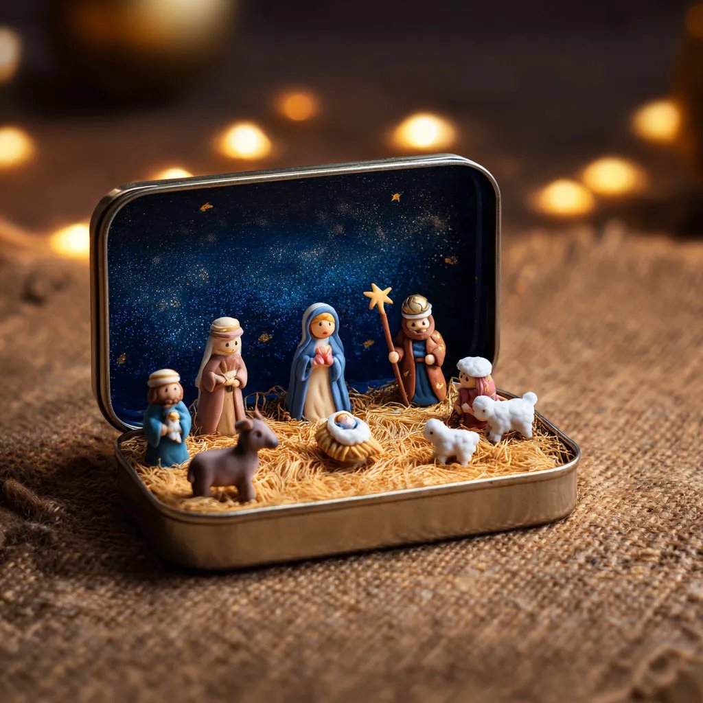 🔥Last Day 49% Off🎁Mini Christmas Nativity Set in a Tin Box