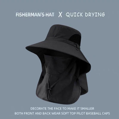 Wide Brim Sun Protection Hat with Removable Face&Neck Flap Cover for Men Women