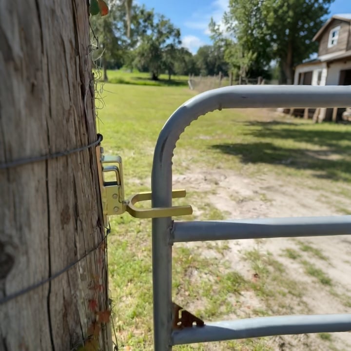 🔥LAST DAY 49% OFF🔥Instant Locking Gate Latch – Prevents Cattle, Sheep & Horses From Escaping
