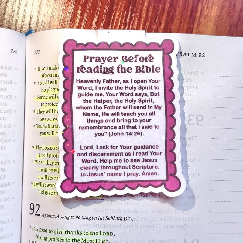 ✝️Prayer Before Reading the Bible Magnetic Bookmark🙏Invite the Holy Spirit Into Your Scripture Reading📖