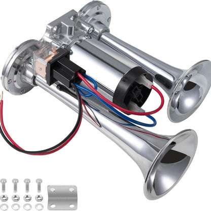 🔥LAST DAY 49% OFF - 🚗🔧2026 Upgraded 12V Dual Air Horn Kit – 130DB Super Loud Dual Horn with Compressor for Cars, Trucks, SUVs, Boats & More(✨Includes installation manual and video guide)