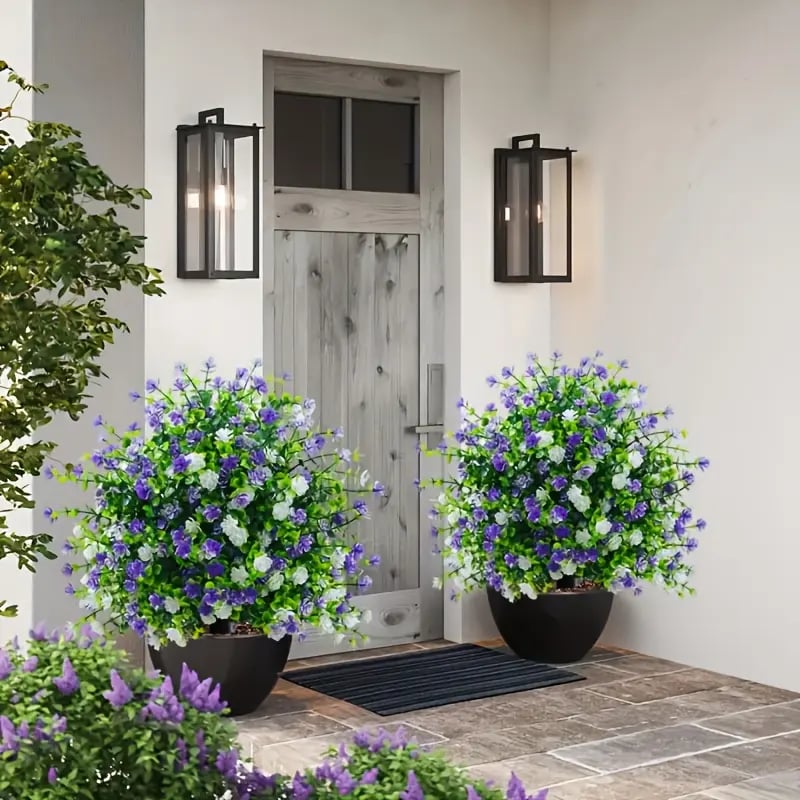 Artificial potted trees with ground stakes