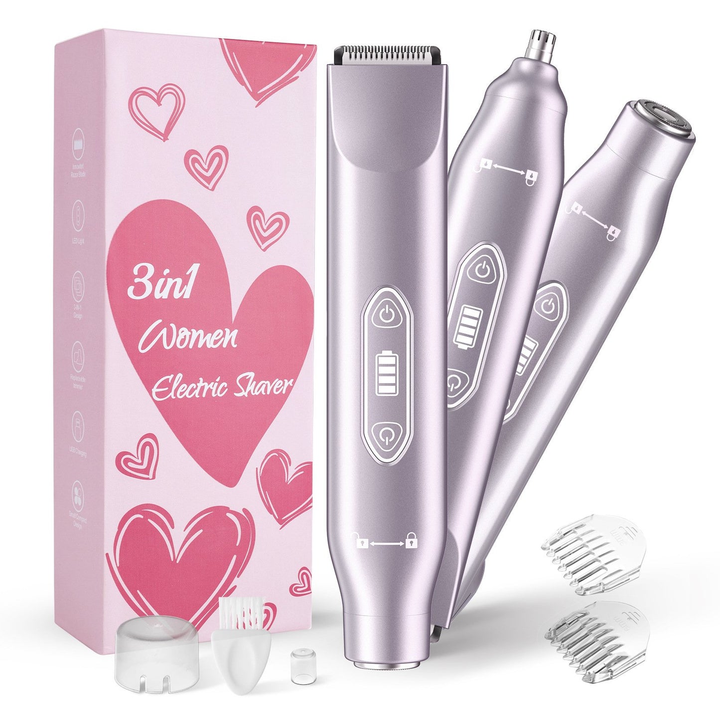 Electric Groin Hair Trimmer ,Nose Hair Trimmer, Dual Heads Waterproof Ball Pubic Shaver for Male and Female,Replaceable Ceramic Blade Heads, Wet/Dry Body Razor,Husband Gift