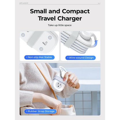 🔌Travel Power Strip, ORICO 4 Outlets 2 USB Ports (1 USB C) with 4FT Wrapped Short Extension Cord Small Power Strip
