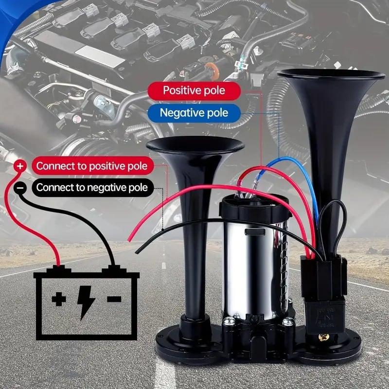 🔥LAST DAY 49% OFF - 🚗🔧2026 Upgraded 12V Dual Air Horn Kit – 130DB Super Loud Dual Horn with Compressor for Cars, Trucks, SUVs, Boats & More(✨Includes installation manual and video guide)
