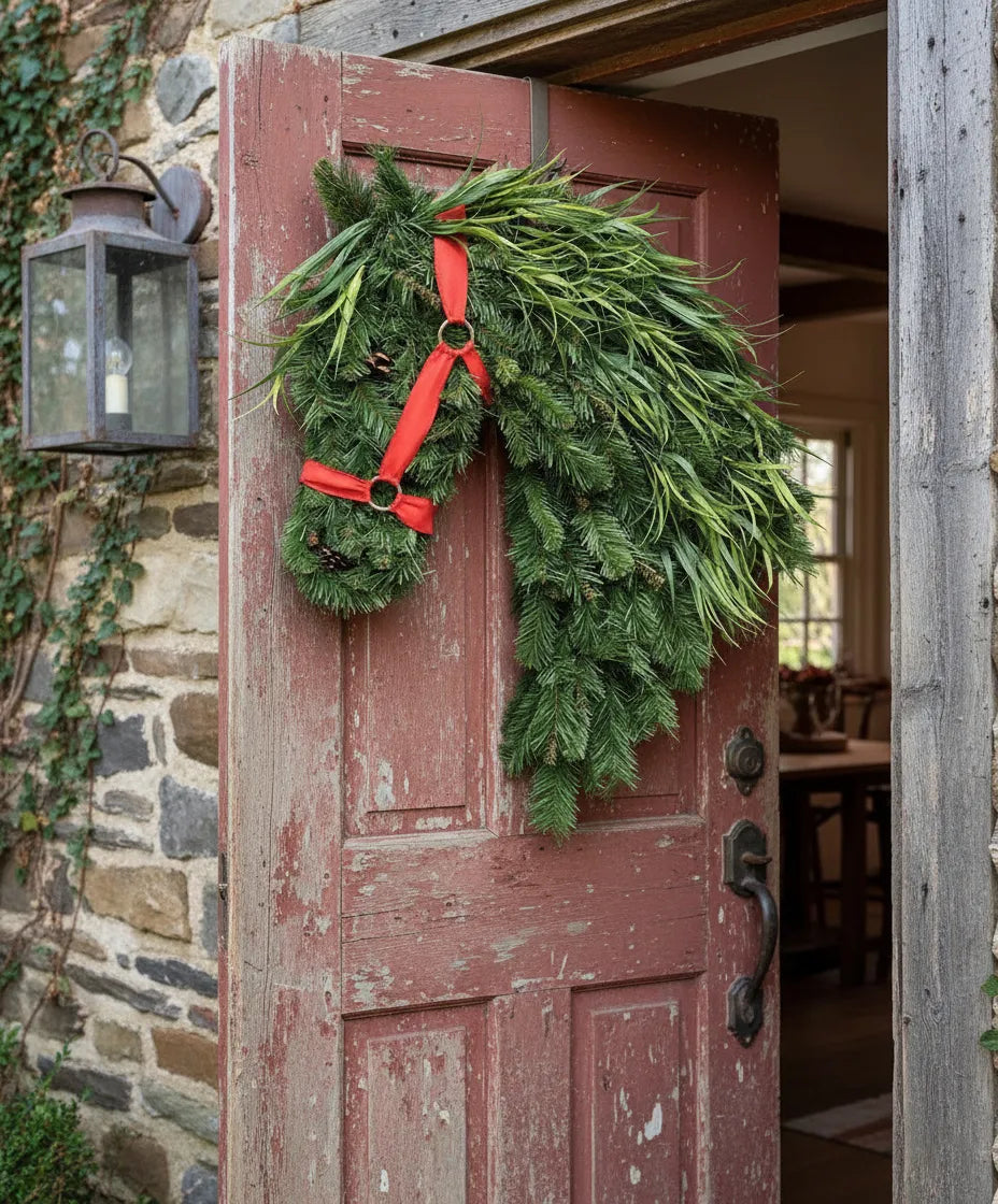 🐴Horse Head Wreath – Rustic Farmhouse Equestrian Door Decor✨