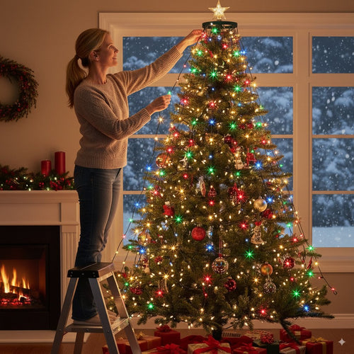 🎄🔥Christmas Tree Waterfall Lights with Ring