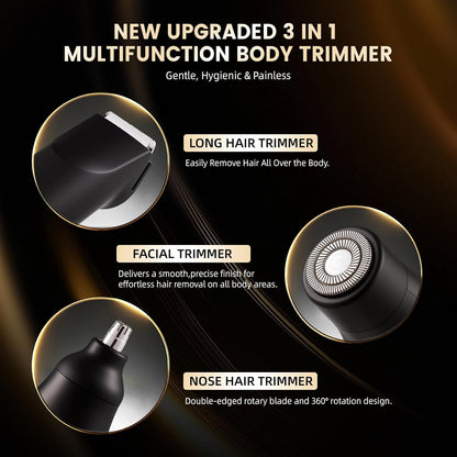 Electric Groin Hair Trimmer ,Nose Hair Trimmer, Dual Heads Waterproof Ball Pubic Shaver for Male and Female,Replaceable Ceramic Blade Heads, Wet/Dry Body Razor,Husband Gift