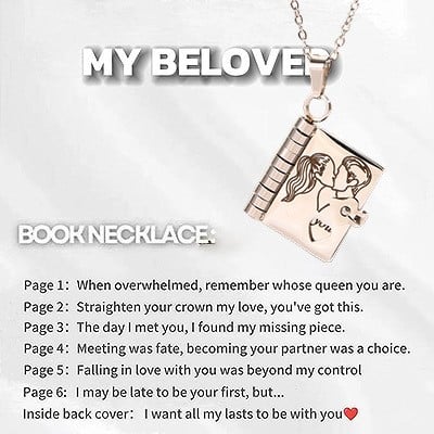 💌My Book Necklace for Daughter,Son or Lover🎁Birthday Day Gift Graduation Jewelry of Love