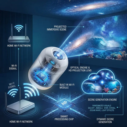 Comauo® NEXT-GEN SMART PROJECTION HD Smart Dynamic 5D Holographic Night Light Projector