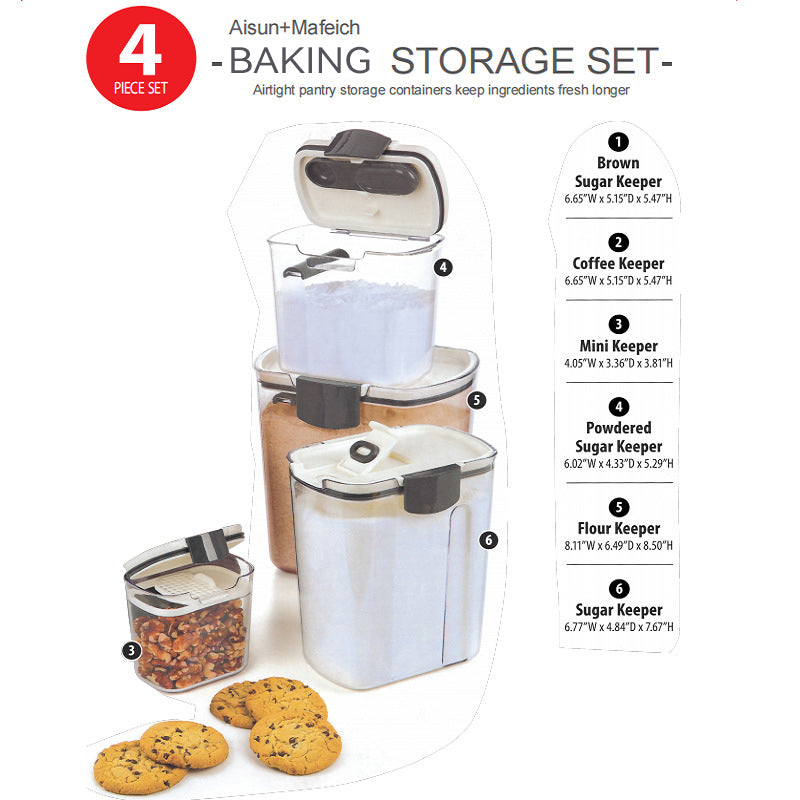 Baking Storage Set Container Kitchen 4/6 Pcs Set