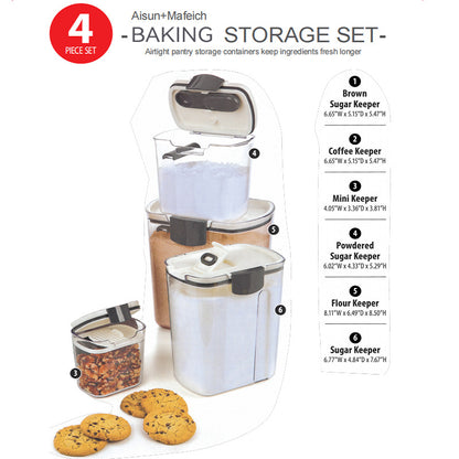 Baking Storage Set Container Kitchen 4/6 Pcs Set