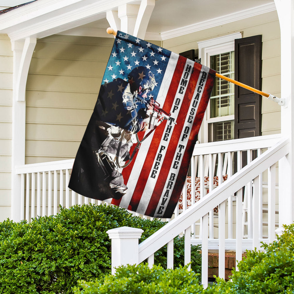 Home Of The Free Because Of The Brave American Soldier Flag