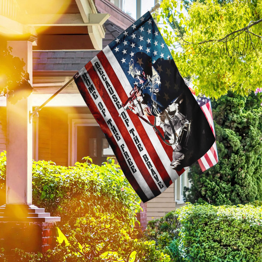 Home Of The Free Because Of The Brave American Soldier Flag