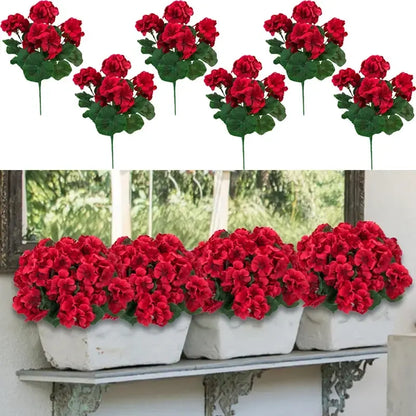 🌸 LAST DAY 50%OFF🌸 Bundles Artificial Geranium Flowers For Outdoors Geranium Flowers Outdoor Artificial Flowers UV Resistant Garden Plants Faux Flowers For Home Kitchen Table Centerpieces