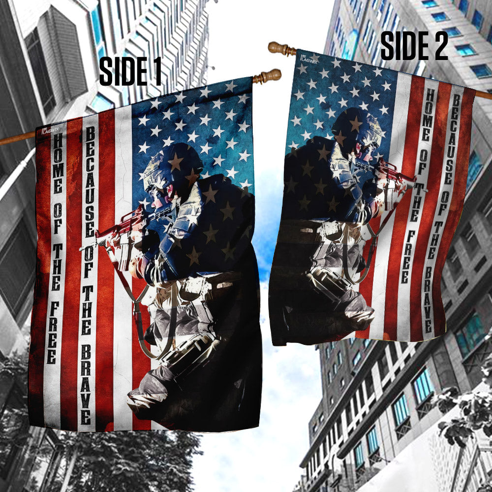 Home Of The Free Because Of The Brave American Soldier Flag