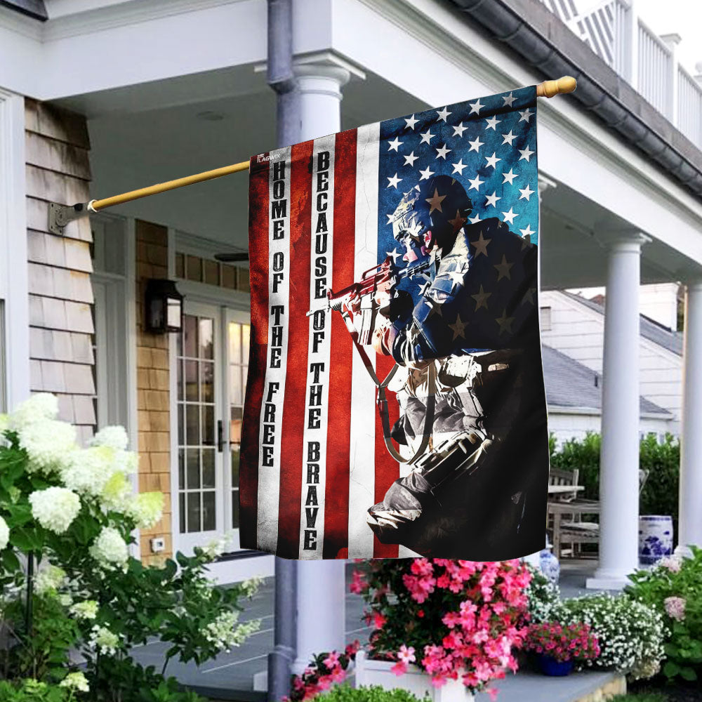Home Of The Free Because Of The Brave American Soldier Flag