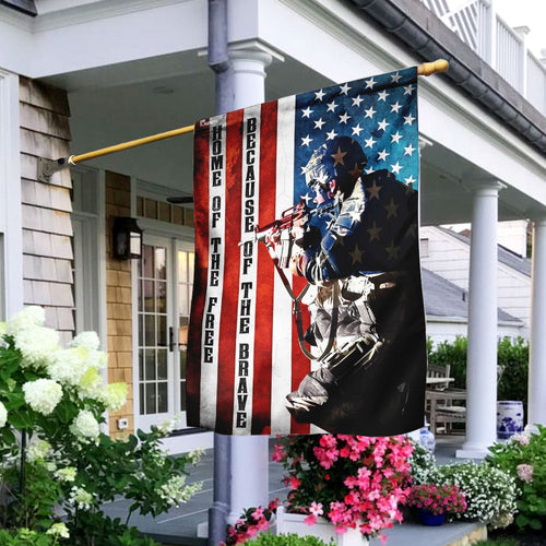Home Of The Free Because Of The Brave American Soldier Flag