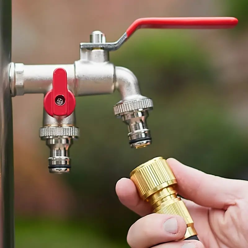 🔥Universal Stainless Steel Double Outlet Garden Water Faucet