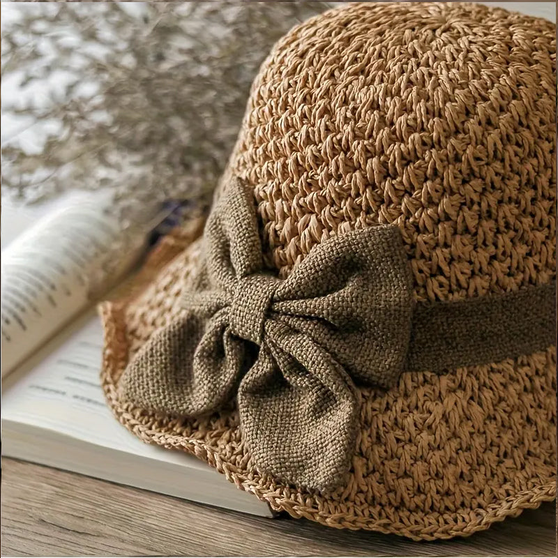 Hot Selling! 50% OFF 🔥 Handmade straw hat, foldable, sun protection, with bow.