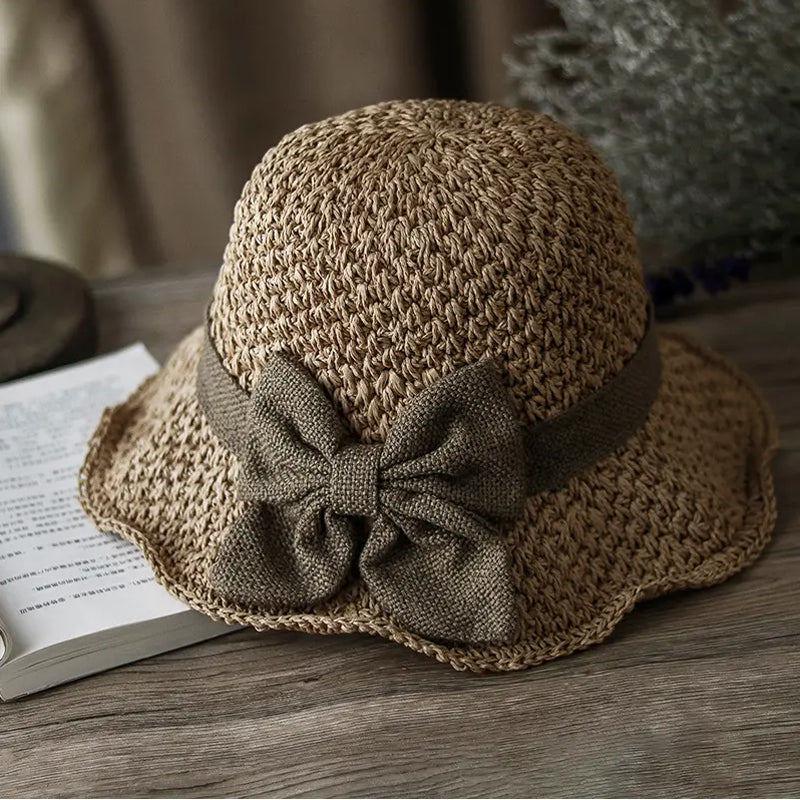 Hot Selling! 50% OFF 🔥 Handmade straw hat, foldable, sun protection, with bow.