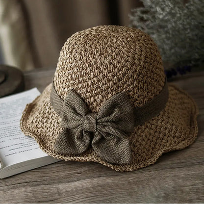 Hot Selling! 50% OFF 🔥 Handmade straw hat, foldable, sun protection, with bow.