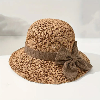 Hot Selling! 50% OFF 🔥 Handmade straw hat, foldable, sun protection, with bow.