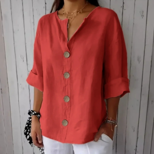 👕 LIMITED-TIME 50% OFF! 💫 Women's Loose Button-Down Top – Easy, Breathable, Wrinkle-Resistant 🌿