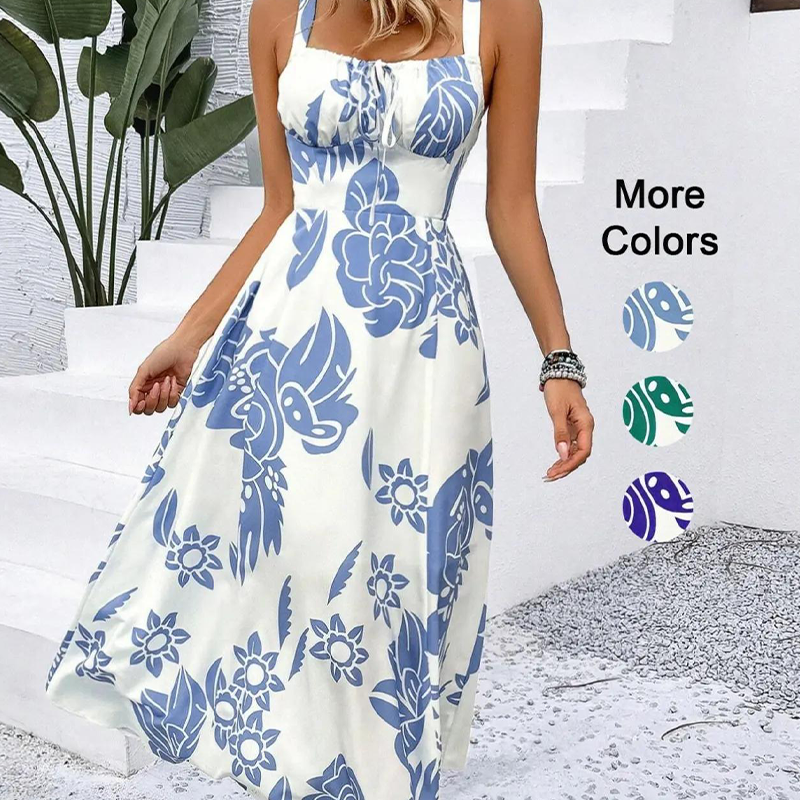 🌺 LIMITED-TIME 50% OFF! 👗 Women's Floral Spaghetti Strap Dress – Smocked Back, A-Line, Lightweight 🌼
