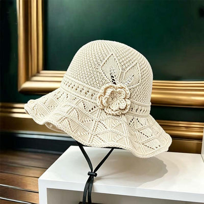 👒 LIMITED-TIME 50% OFF! ✨ Women's Crochet Bucket Hat – Flower Accent, Wide Brim, Cotton ✨