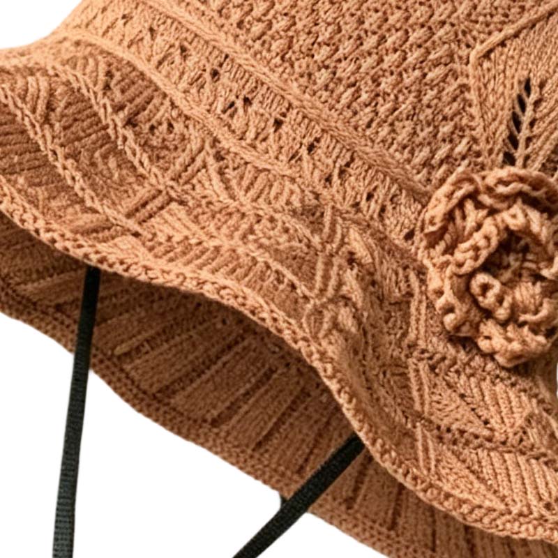 👒 LIMITED-TIME 50% OFF! ✨ Women's Crochet Bucket Hat – Flower Accent, Wide Brim, Cotton ✨