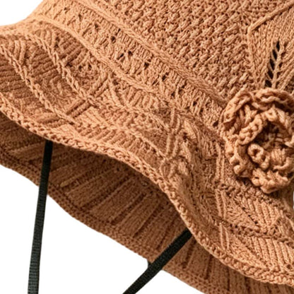 👒 LIMITED-TIME 50% OFF! ✨ Women's Crochet Bucket Hat – Flower Accent, Wide Brim, Cotton ✨