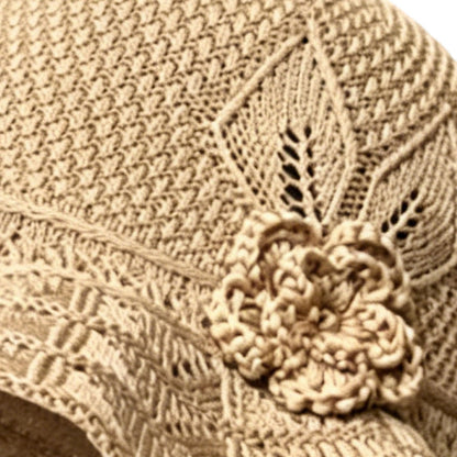 👒 LIMITED-TIME 50% OFF! ✨ Women's Crochet Bucket Hat – Flower Accent, Wide Brim, Cotton ✨