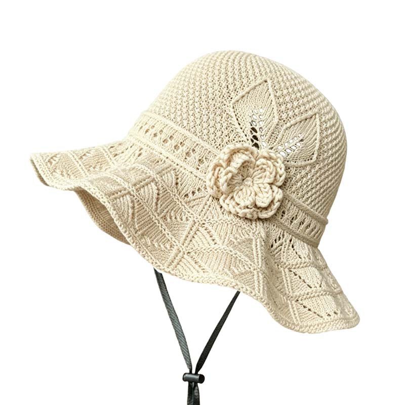 👒 LIMITED-TIME 50% OFF! ✨ Women's Crochet Bucket Hat – Flower Accent, Wide Brim, Cotton ✨