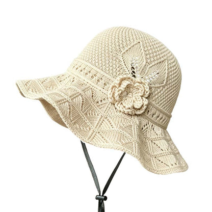 👒 LIMITED-TIME 50% OFF! ✨ Women's Crochet Bucket Hat – Flower Accent, Wide Brim, Cotton ✨