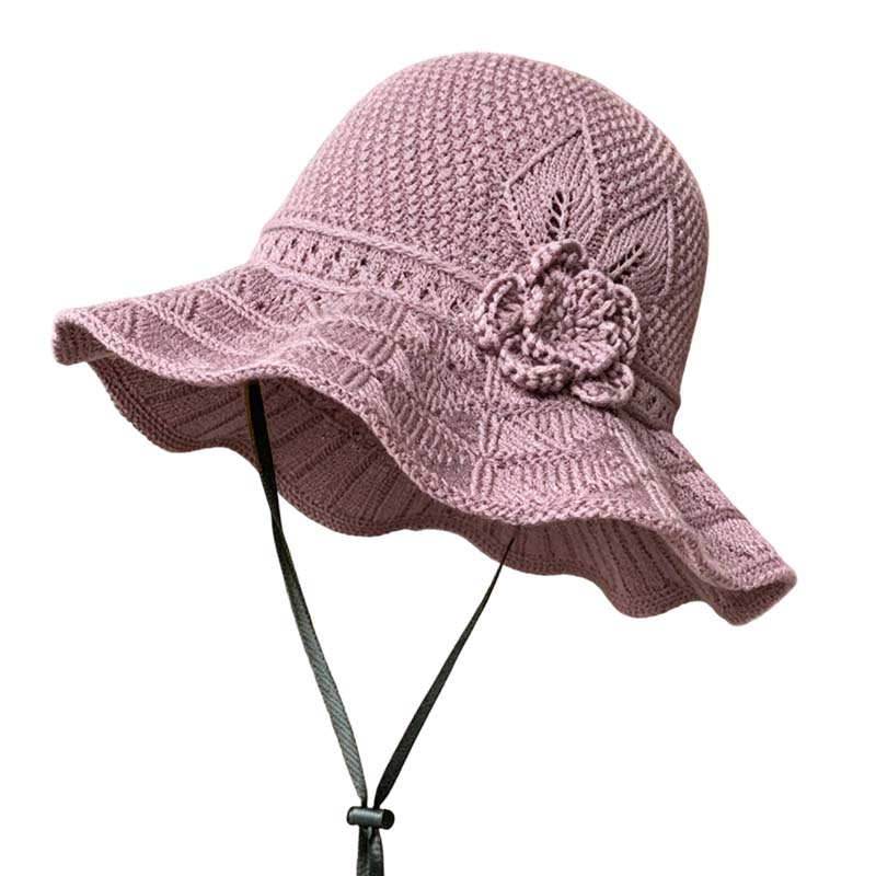 👒 LIMITED-TIME 50% OFF! ✨ Women's Crochet Bucket Hat – Flower Accent, Wide Brim, Cotton ✨